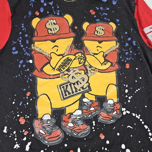 Switch Remarkable Shirt Mens L Red Black Winnie The Pooh King Winning - Picture 2 of 5